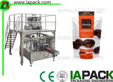 kaffebønner stand-up lynlås pakke maskine roterende pakning maskine med multi-head skala