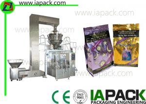 Pet Food Automatisk Rotary Bag-Given Packaging Machine til store partikler med Multi-Head Scale