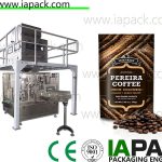 automatiske kaffebønner pakningsmaskine stå op på taske lynlås fyldstof forsegler