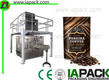 automatiske kaffebønner pakningsmaskine stå op på taske lynlås fyldstof forsegler